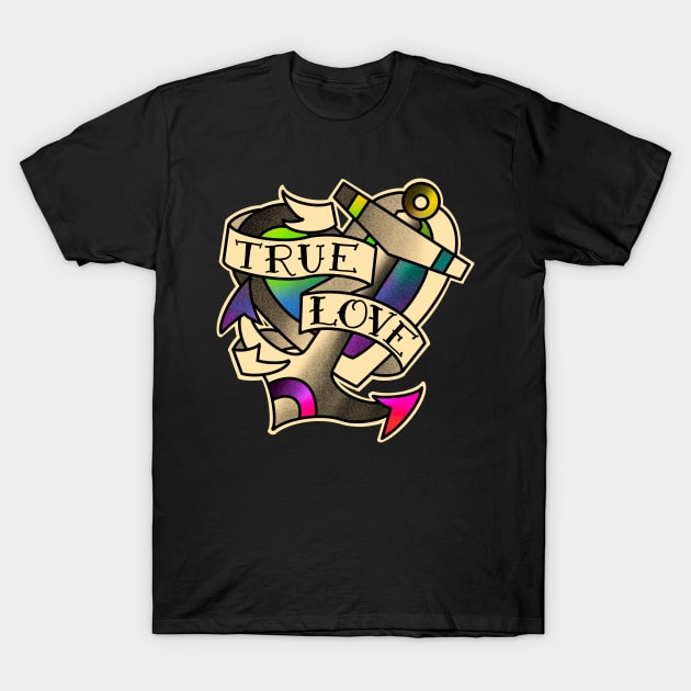 True love rainbow heart and anchor T-Shirt by weilertsen